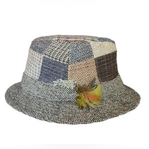 Hanna Tweed Patchwork Walking Hat - size Large